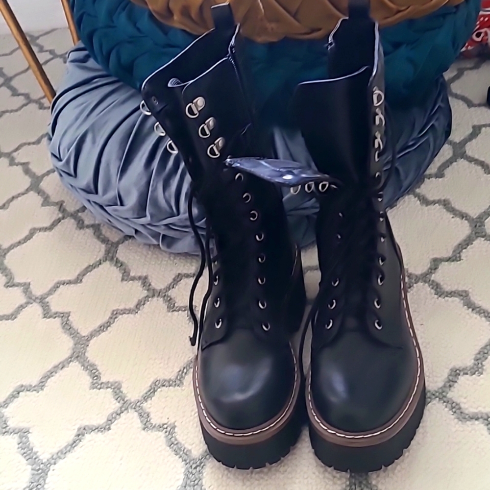Fashion Nova Black High Combat Boot